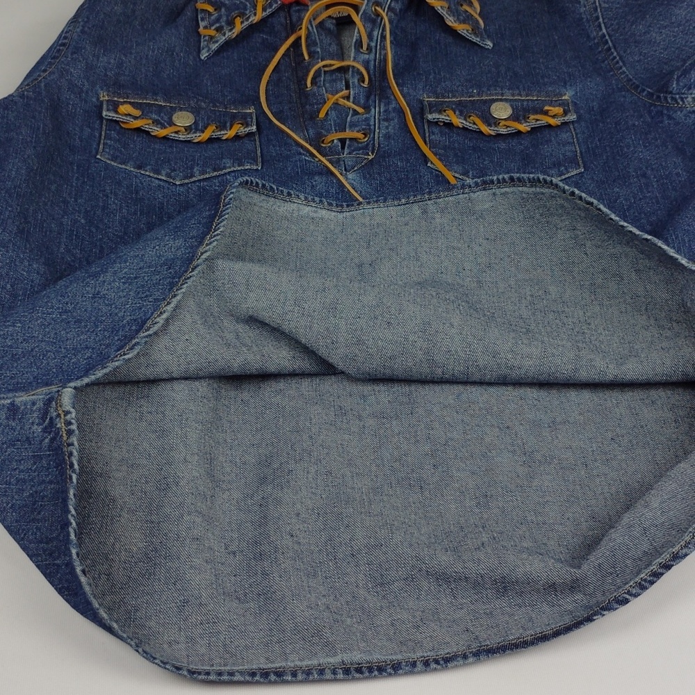Lace-Up Denim Women's Top - Picture 12 of 12